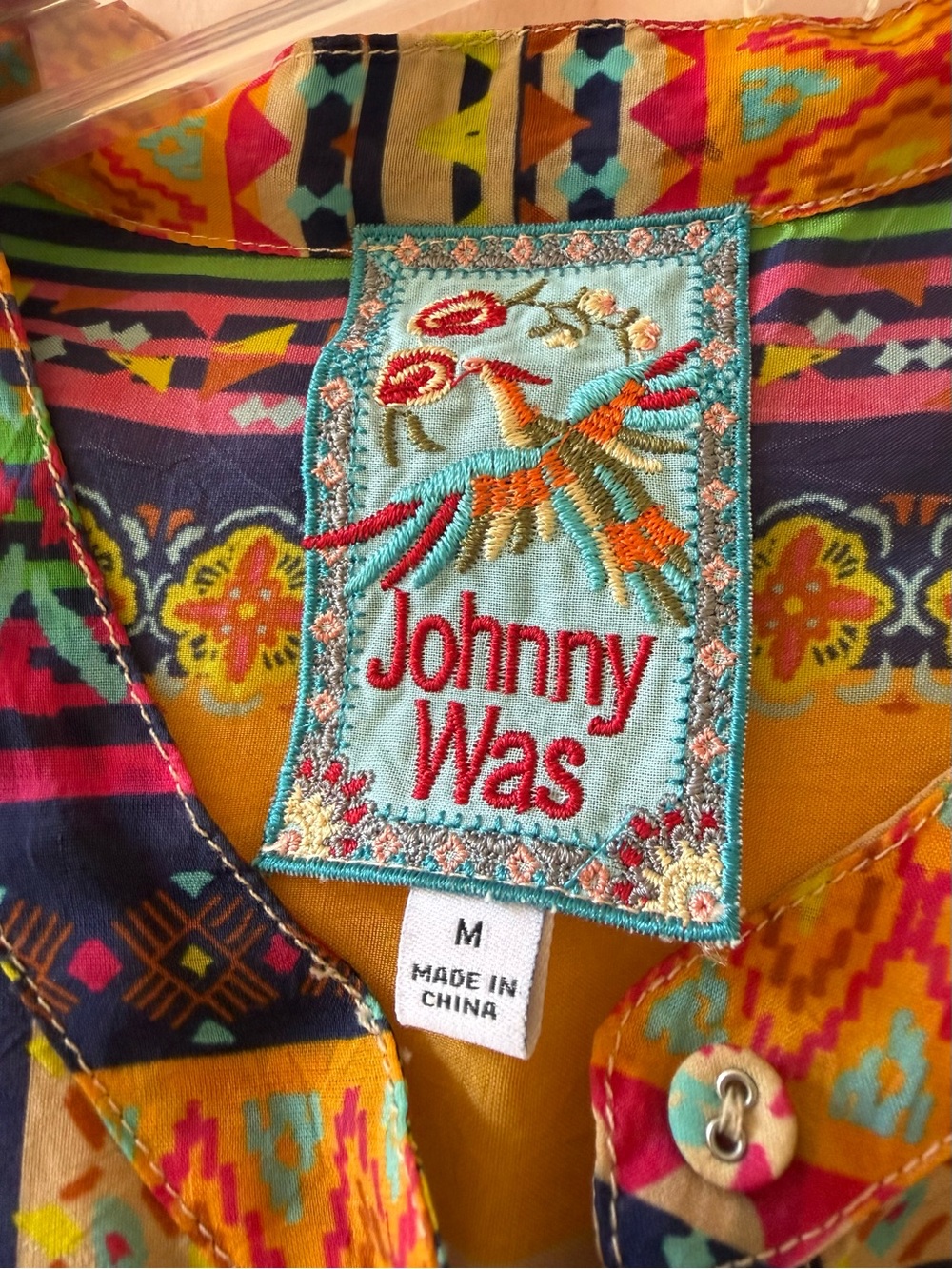 Johnny Was Yellow Multi-Pattern Tunic Top - Picture 4 of 4